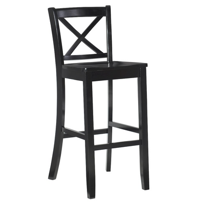 Black 30-inch X-back bar stool by Start2Finish, featuring a sturdy frame and comfortable seating for home or commercial bars.