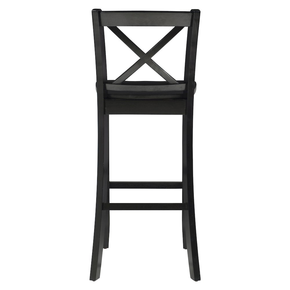Black 30-inch back bar stool from Start2Finish, featuring a sleek design and sturdy furniture construction.
