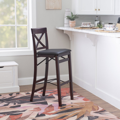 Start2Finish Triena 30-inch backless folding bar stool with X-style design, suitable for kitchen or bar area.