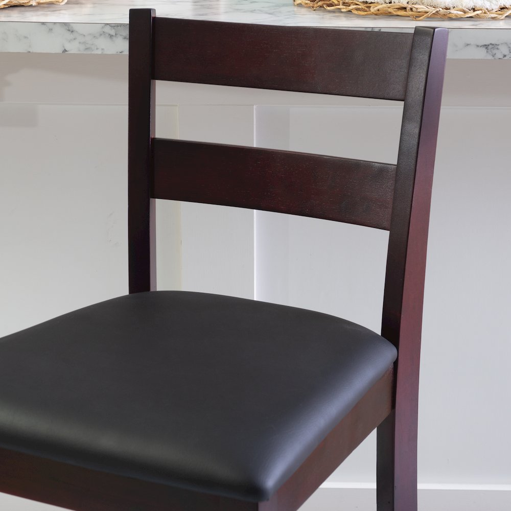 Start2Finish Triena 24-inch Soho counter stool with a modern design and wooden legs, shown from a side view.