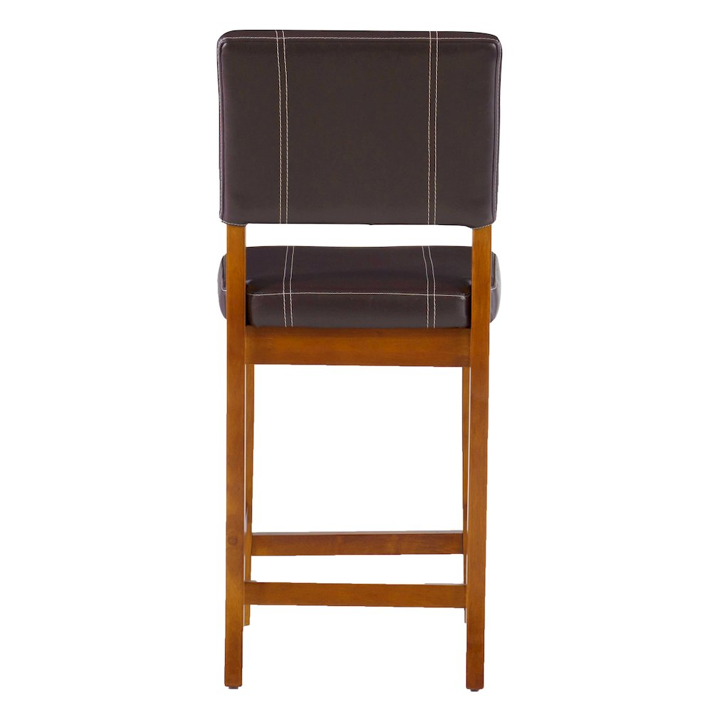 Start2Finish Milano Brown Counter Stool, 24-inch height, modern furniture with wooden seat and metal legs for kitchen or bar area.