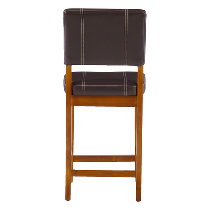 Start2Finish Milano Brown Counter Stool, 24-inch height, modern furniture with wooden seat and metal legs for kitchen or bar area.