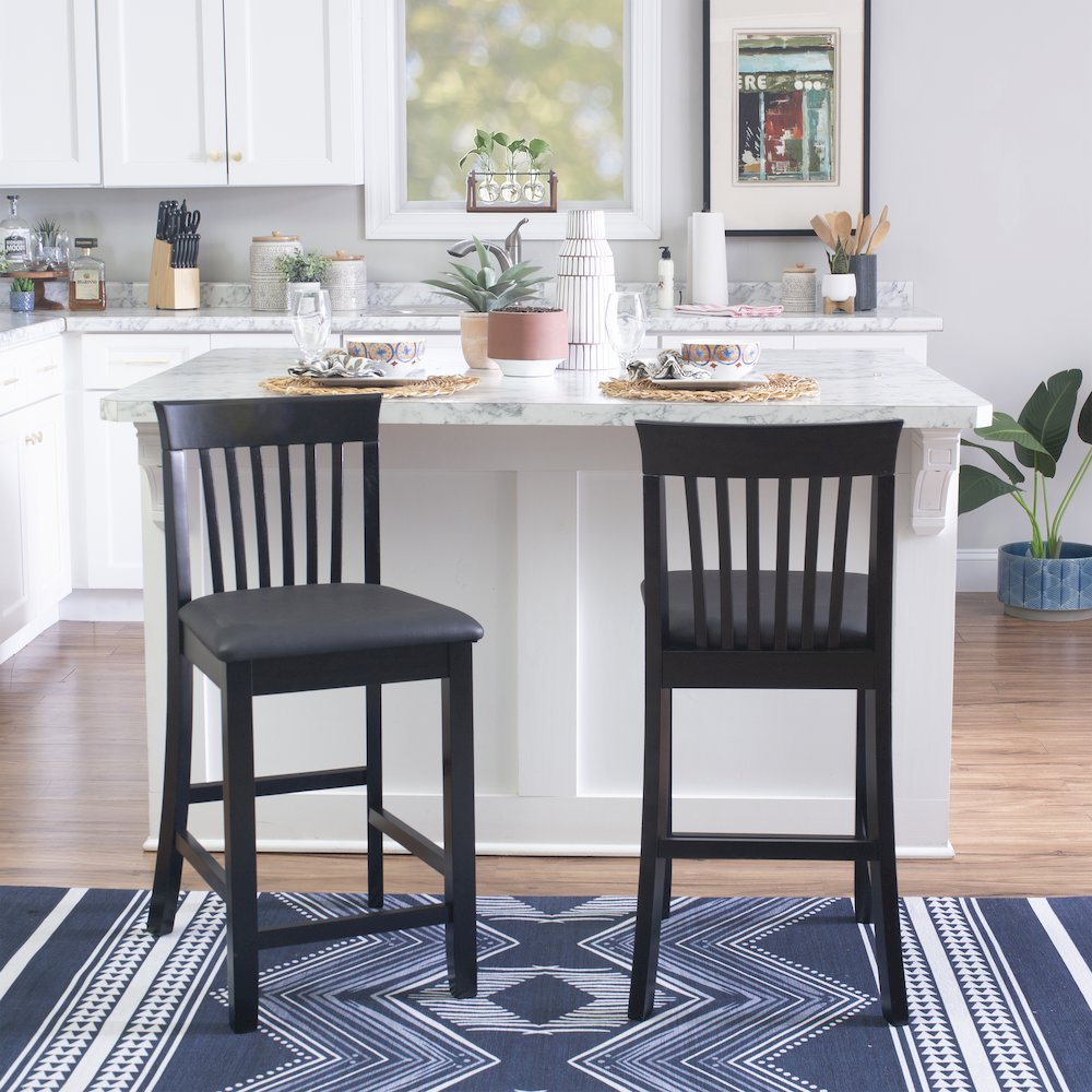 Start2Finish Torino 24-inch craftsman counter stool with wooden seat and sturdy metal frame, ideal for kitchen or bar seating.