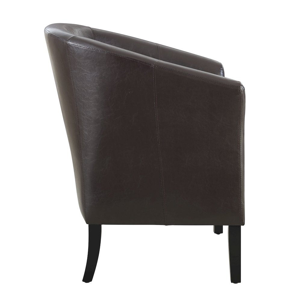 Start2Finish Simon Brown Club Chair with plush upholstery and wooden legs, ideal for cozy living room seating.
