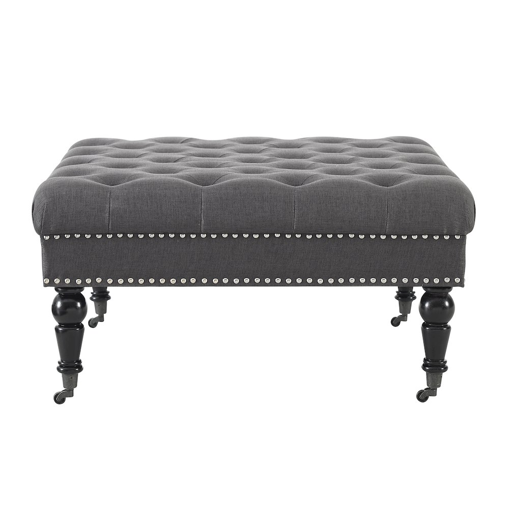 Isabelle Charcoal Square Tufted Ottoman by Start2Finish, upholstered furniture with tufted fabric, sturdy square shape and plush cushion.