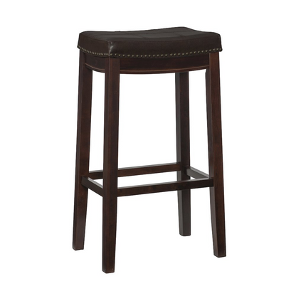 Start2Finish Claridge brown barstool with cushioned seat and wooden legs, ideal for kitchen counters or bar areas.