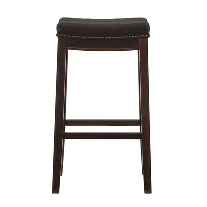 Start2Finish Claridge brown barstool with a padded seat and wooden legs, suitable for kitchen or bar area.