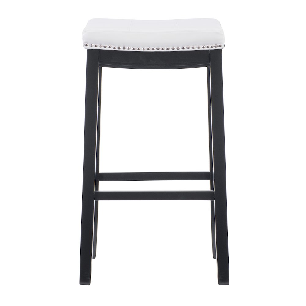 Start2Finish Claridge White PU Barstool with modern design, featuring a cushioned seat and sleek metal legs.