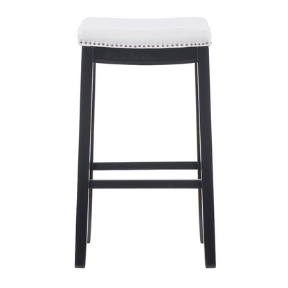 Start2Finish Claridge White PU Barstool with modern design, featuring a cushioned seat and sleek metal legs.