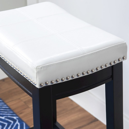 Start2Finish Claridge White PU Barstool with sleek modern design, featuring a cushioned seat and sturdy metal base.