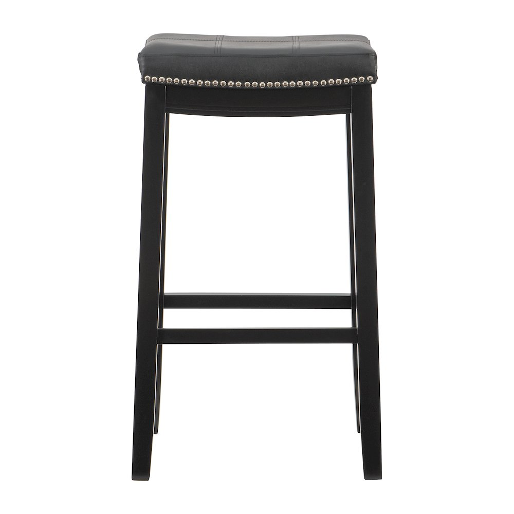 Start2Finish Claridge Black Barstool with sleek metal frame and cushioned seat, perfect for kitchen or bar area.