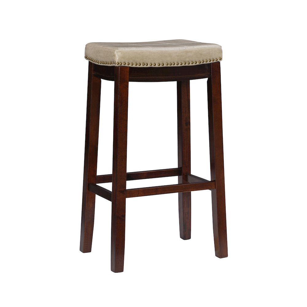 Start2Finish Claridge beige barstool with wooden legs and cushioned seat, designed for modern home or bar area.