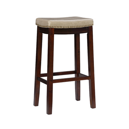 Start2Finish Claridge beige barstool with wooden legs and cushioned seat, designed for modern home or bar area.