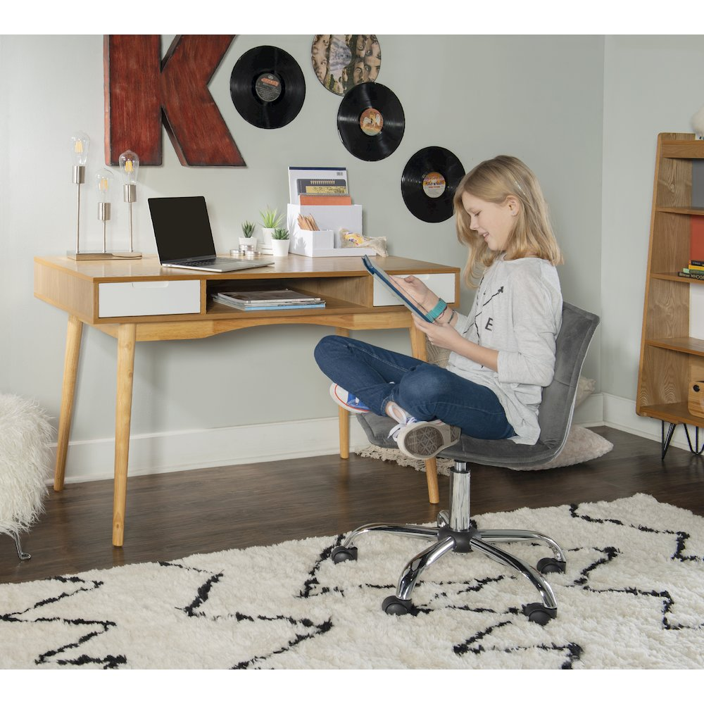Start2Finish Perry Desk with sleek wooden surface, modern design, and sturdy metal legs for workspace or home office use.