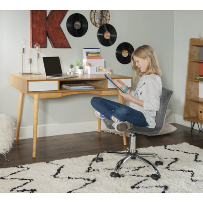 Start2Finish Perry Desk with sleek wooden surface, modern design, and sturdy metal legs for workspace or home office use.