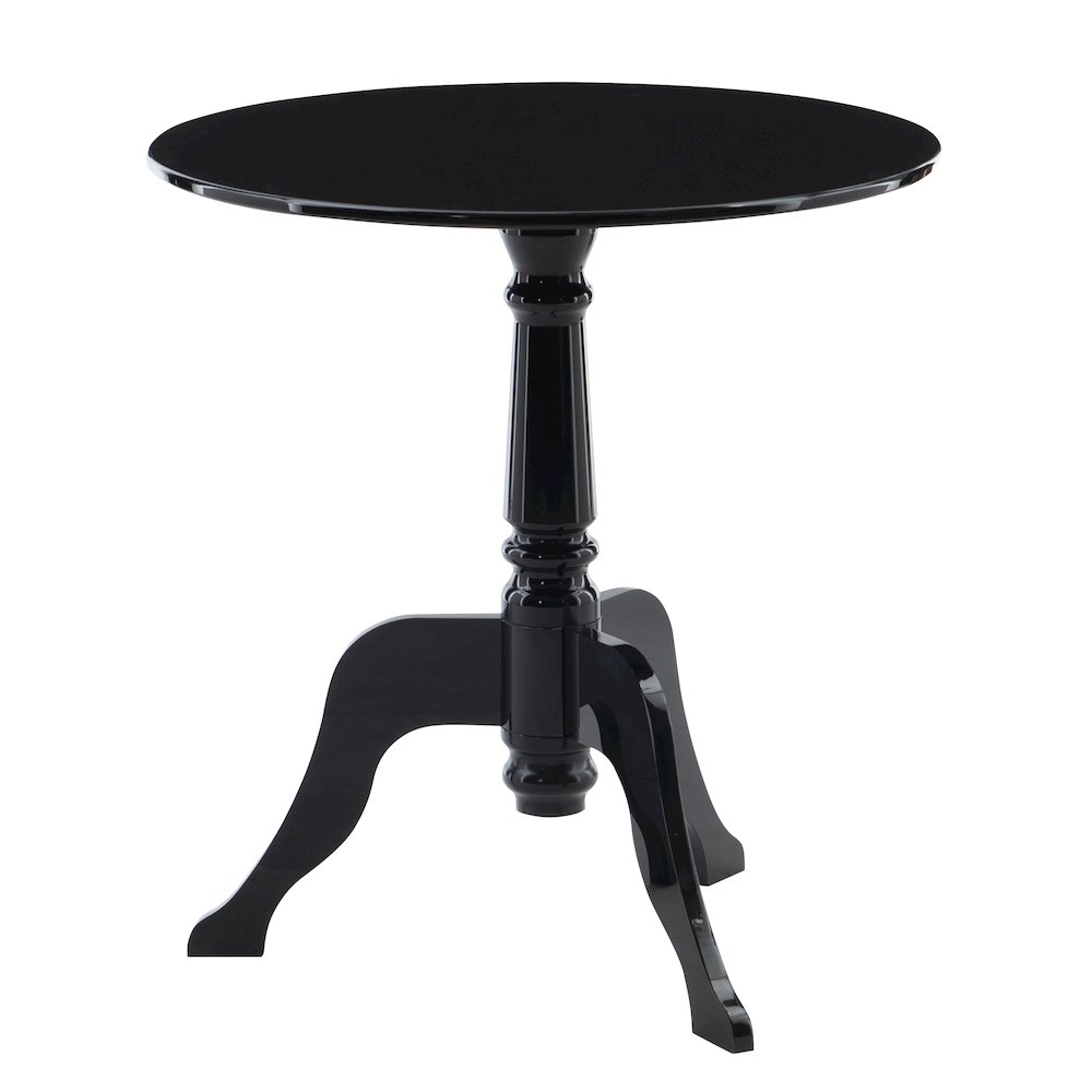 Black acrylic end table with sleek, modern design, featuring a smooth surface and sturdy base from Start2Finish.