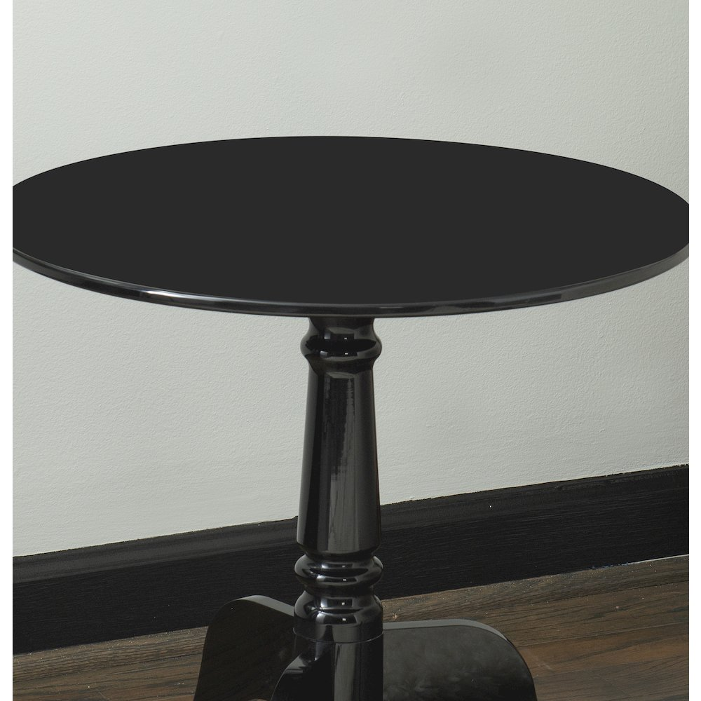 Black acrylic end table with a sleek rectangular design, featuring a smooth surface and modern style from Start2Finish.