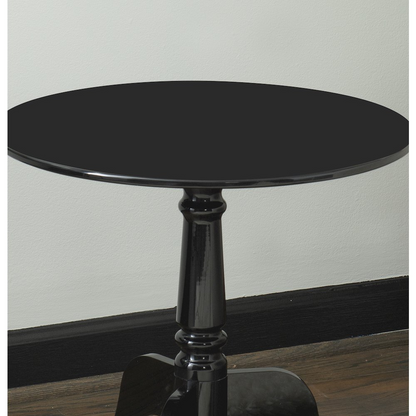 Black acrylic end table with a sleek rectangular design, featuring a smooth surface and modern style from Start2Finish.