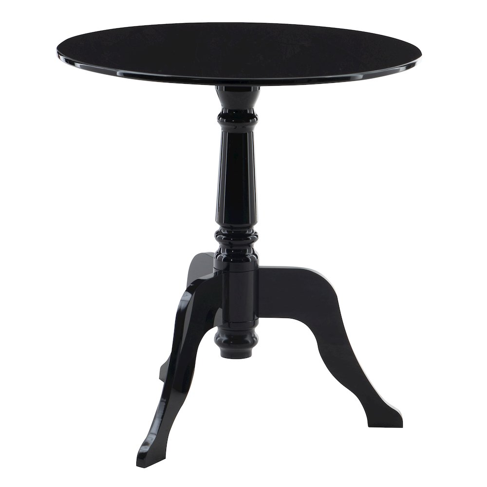 Black acrylic end table by Start2Finish featuring a sleek rectangular design with smooth surfaces and modern style.