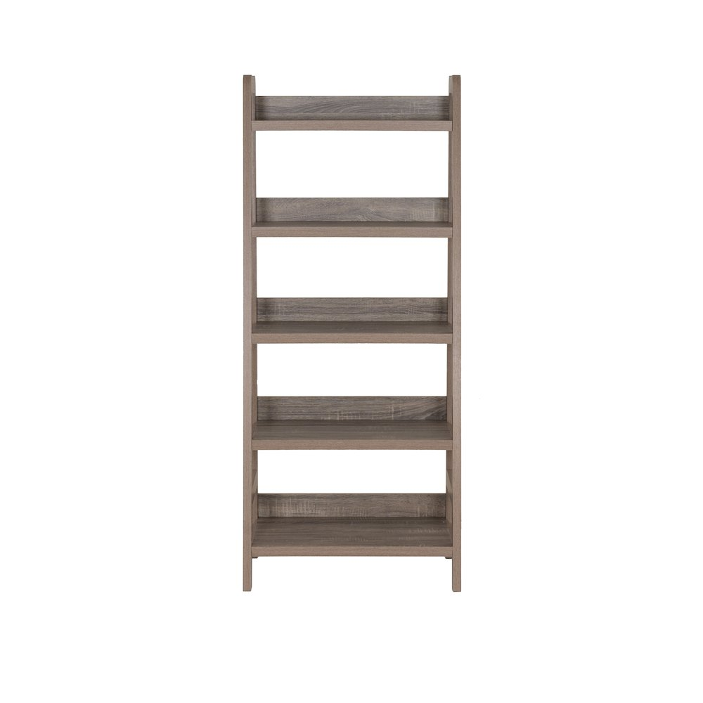 Start2Finish Tracey Ladder Bookcase with multiple shelves, modern wooden furniture for living room or office storage.