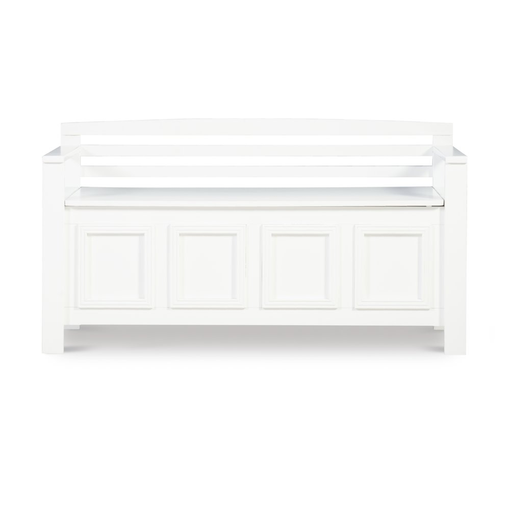Start2Finish Laredo storage bench with cushioned top and wooden base, ideal for seating and extra storage in living spaces.