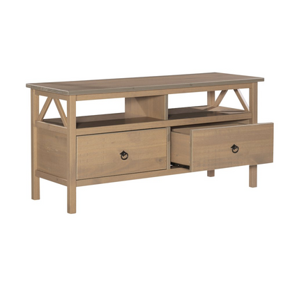 Start2Finish Titian Driftwood TV stand showing a modern wooden furniture piece with a natural driftwood finish.