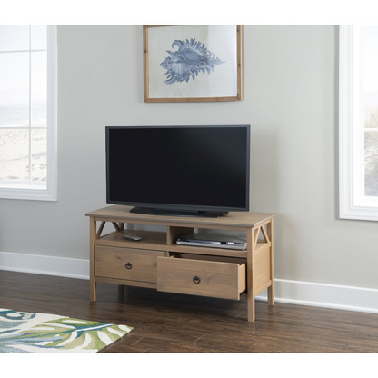 Start2Finish Titian Driftwood TV stand with storage compartments and modern design, perfect for living room furniture.