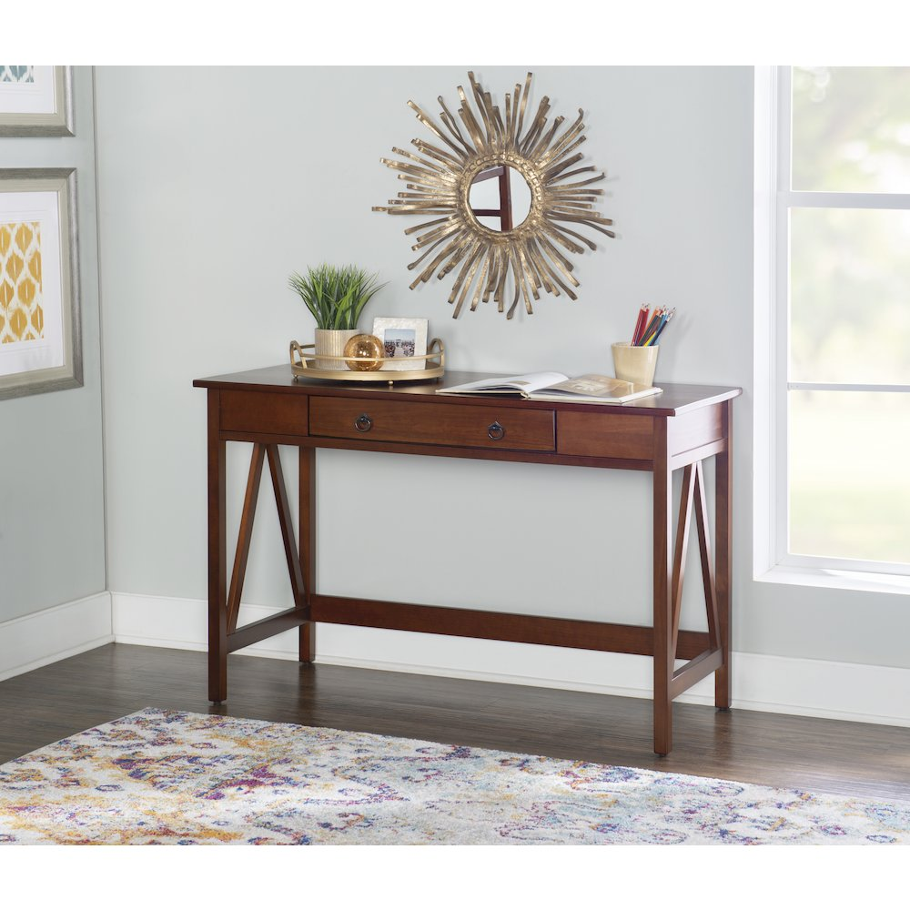 Start2Finish Titian Desk, a modern wooden furniture piece with a spacious surface and sleek design, ideal for home or office use.