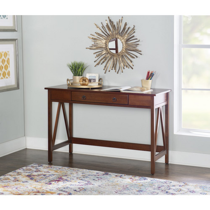 Start2Finish Titian Desk, a modern wooden furniture piece with a spacious surface and sleek design, ideal for home or office use.