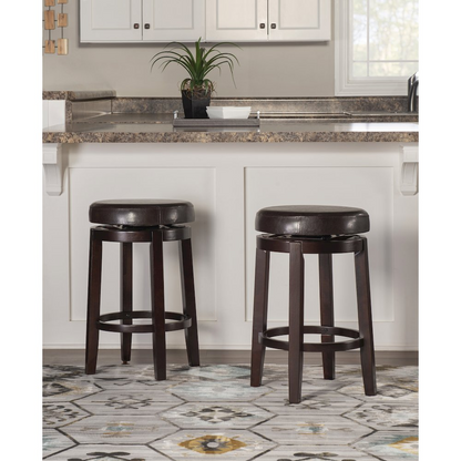 Maya Brown 24-inch counter stool by Start2Finish showing a wooden frame with a cushioned seat and backrest, ideal for kitchen counters