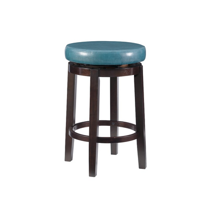 Start2Finish Maya Teal 24-inch counter stool with wooden legs and cushioned seat, perfect for kitchen or bar area.