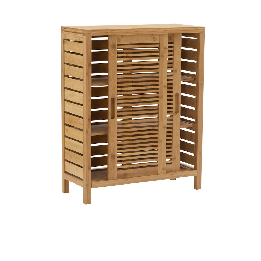 Start2Finish Bracken two-door floor cabinet showing wooden furniture with sleek doors and storage space.