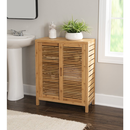 Start2Finish Bracken two-door floor cabinet made of wood with sleek design and ample storage space, ideal for modern home organization.