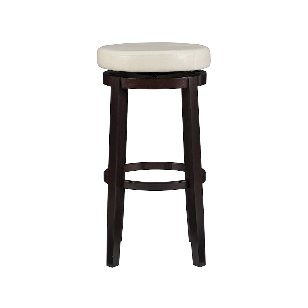 Start2Finish Maya Rice 29-inch bar stool with wooden seat and metal frame, shown from a side angle.