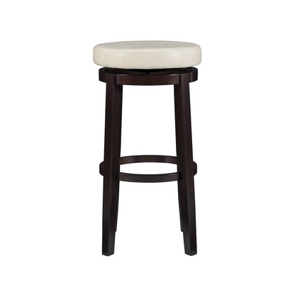 Start2Finish Maya Rice 29-inch bar stool with wooden seat and metal frame, shown from a side angle.