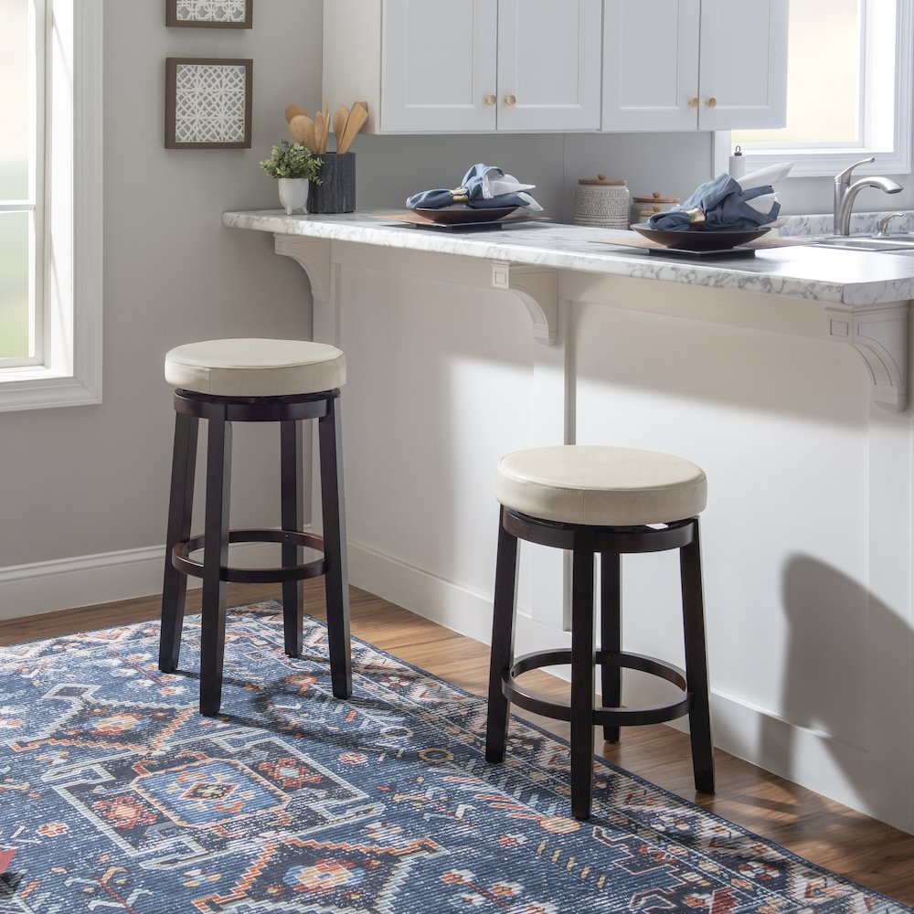Start2Finish Maya Rice 29-inch bar stool with wooden seat and metal frame, modern design for kitchen or bar area.