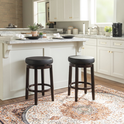 Black Maya 24-inch counter stool by Start2Finish, featuring a sleek wooden seat and sturdy metal legs for modern kitchen seating.