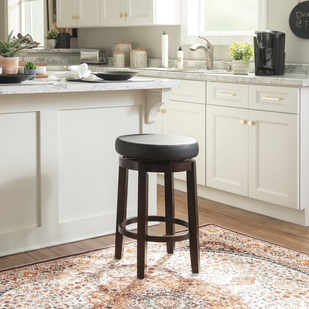Maya Black 24-inch counter stool by Start2Finish, featuring a sleek black finish and modern design for kitchen or bar seating