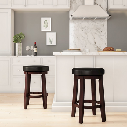 Start2Finish Maya Black 24-inch counter stool with a sleek wooden design and comfortable seat for modern kitchen or bar area.