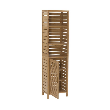 Start2Finish Bracken Tall Bath Cabinet with multiple storage shelves and a sleek wooden finish.