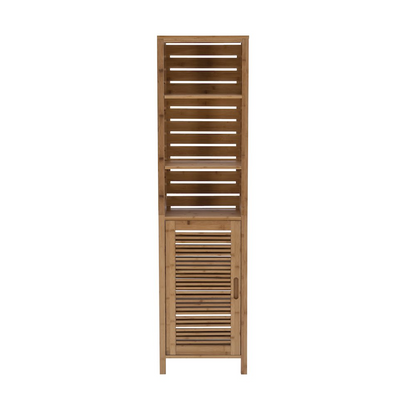 Start2Finish Bracken Tall Bath Cabinet showing sleek wooden finish, tall storage design, and modern bathroom storage solution.