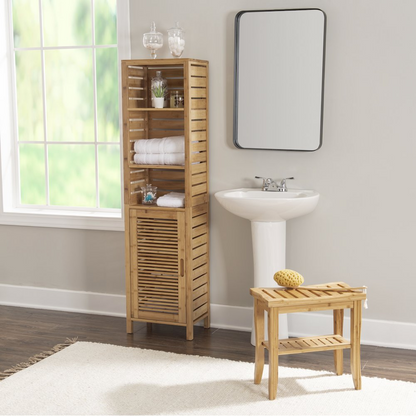 Start2Finish Bracken Tall Bath Cabinet with closed storage doors and sleek design, ideal for bathroom organization.