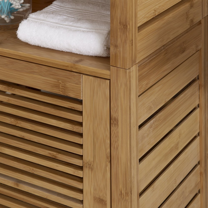 Start2Finish Bracken Tall Bath Cabinet with storage shelves and sleek design, perfect for bathroom organization.