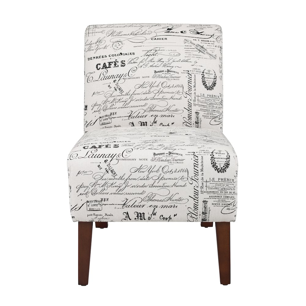 Linen Script Lily Chair by Start2Finish featuring a stylish fabric upholstery and a modern, elegant design.