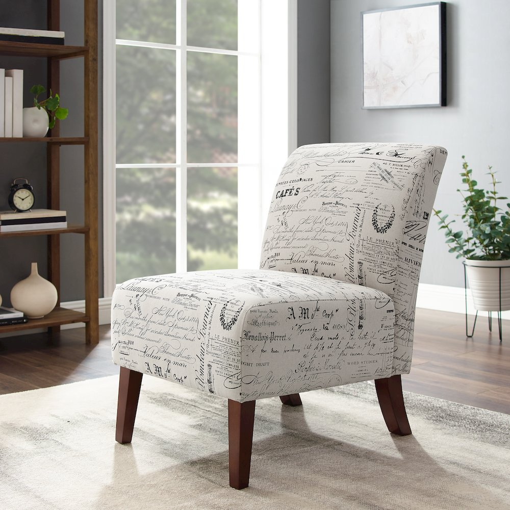 Linen Script Lily Chair by Start2Finish featuring a stylish linen upholstery and elegant design for modern home decor.