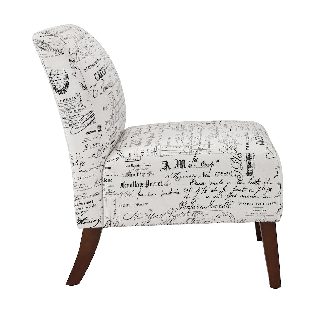 Linen Script Lily Chair by Start2Finish, showing a stylish chair with linen fabric upholstery and elegant script design.
