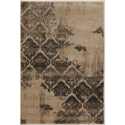Jewel Clara beige and olive 5x7.6 rug by Start2Finish featuring a geometric pattern with intricate details and soft colors.