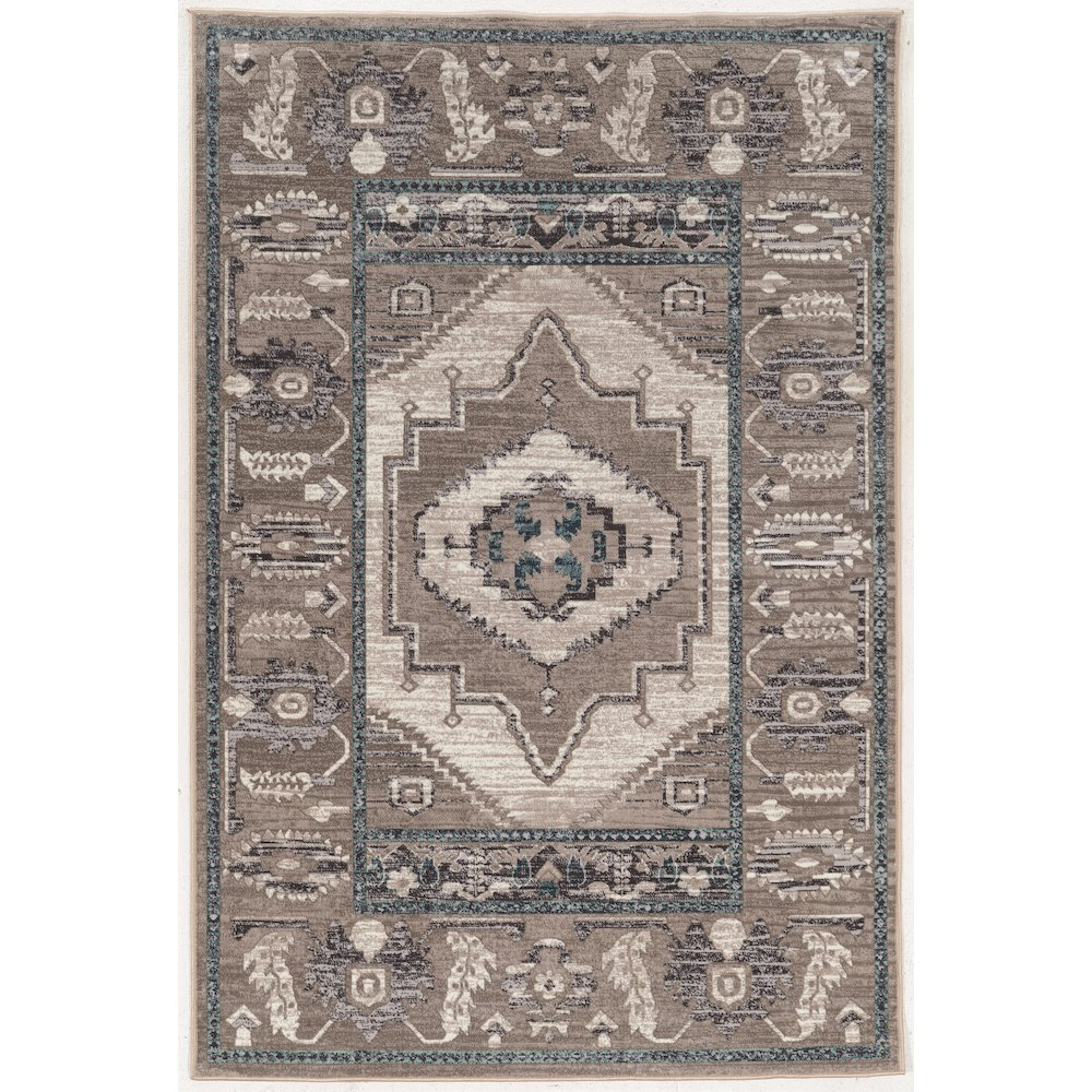 Start2Finish vintage serape rug in grey and blue, 5x7.6 feet, featuring traditional woven patterns and vibrant colors.