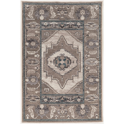 Start2Finish vintage serape rug in grey and blue, 5x7.6 feet, featuring traditional woven patterns and vibrant colors.