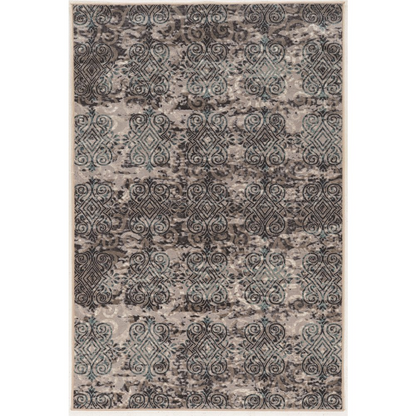 Vintage Clara Grey and Blue 8x10 rug by Start2Finish featuring intricate patterns and a soft, traditional design.